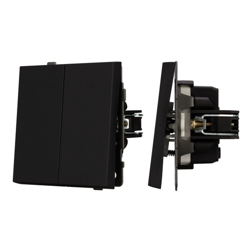 Механизм выключателя двухклавишный непроходной SWT-TENDO-MK02-SFPL-BK (230V, 10A) (Arlight, -)