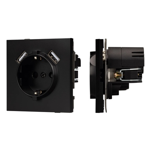 Механизм розетки с USB зарядкой SCT-TENDO-MUAA-PL-BK (230V, 16A) (Arlight, -)