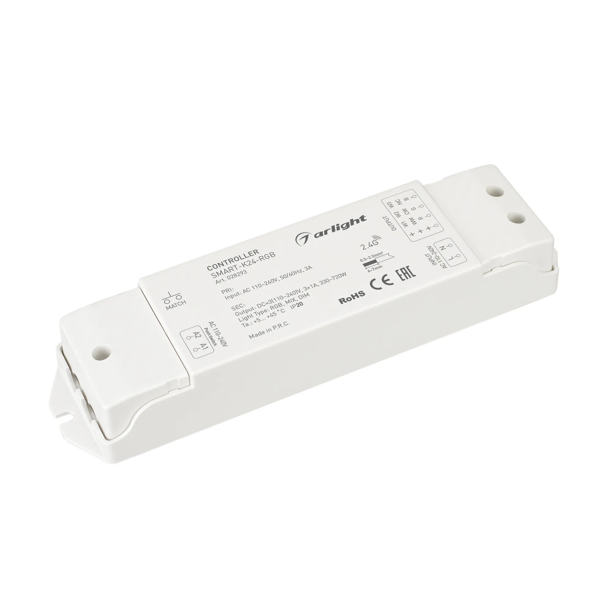 Контроллер SMART-K24-RGB (230V, 3x1A, 2.4G) (Arlight, IP20 Пластик, 5 лет) - изображение товара