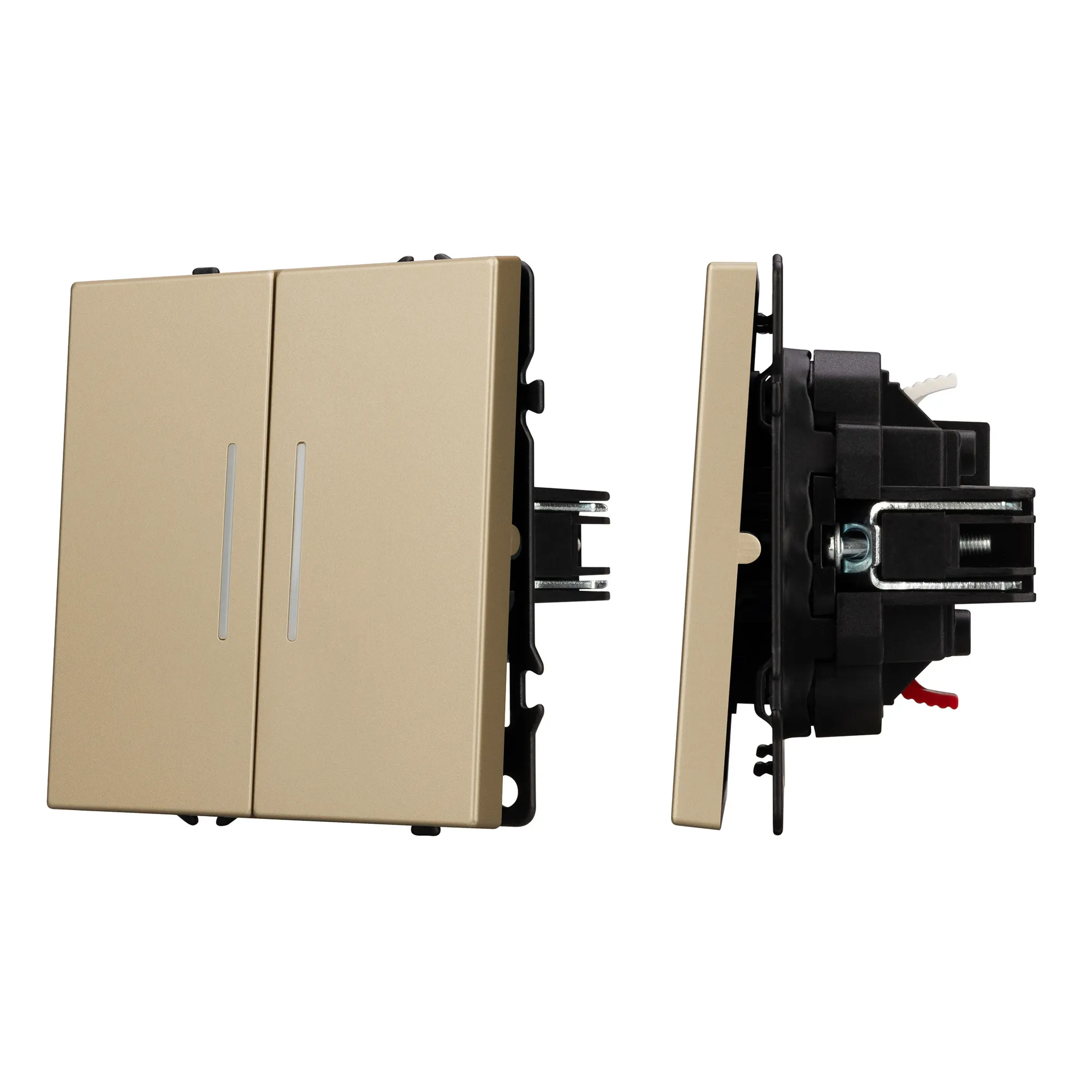 Механизм выключателя двухкавишный непроходной LED SWT-NOBE-MK02-SFPL-L-GD (230V, 10A) (Arlight, -)