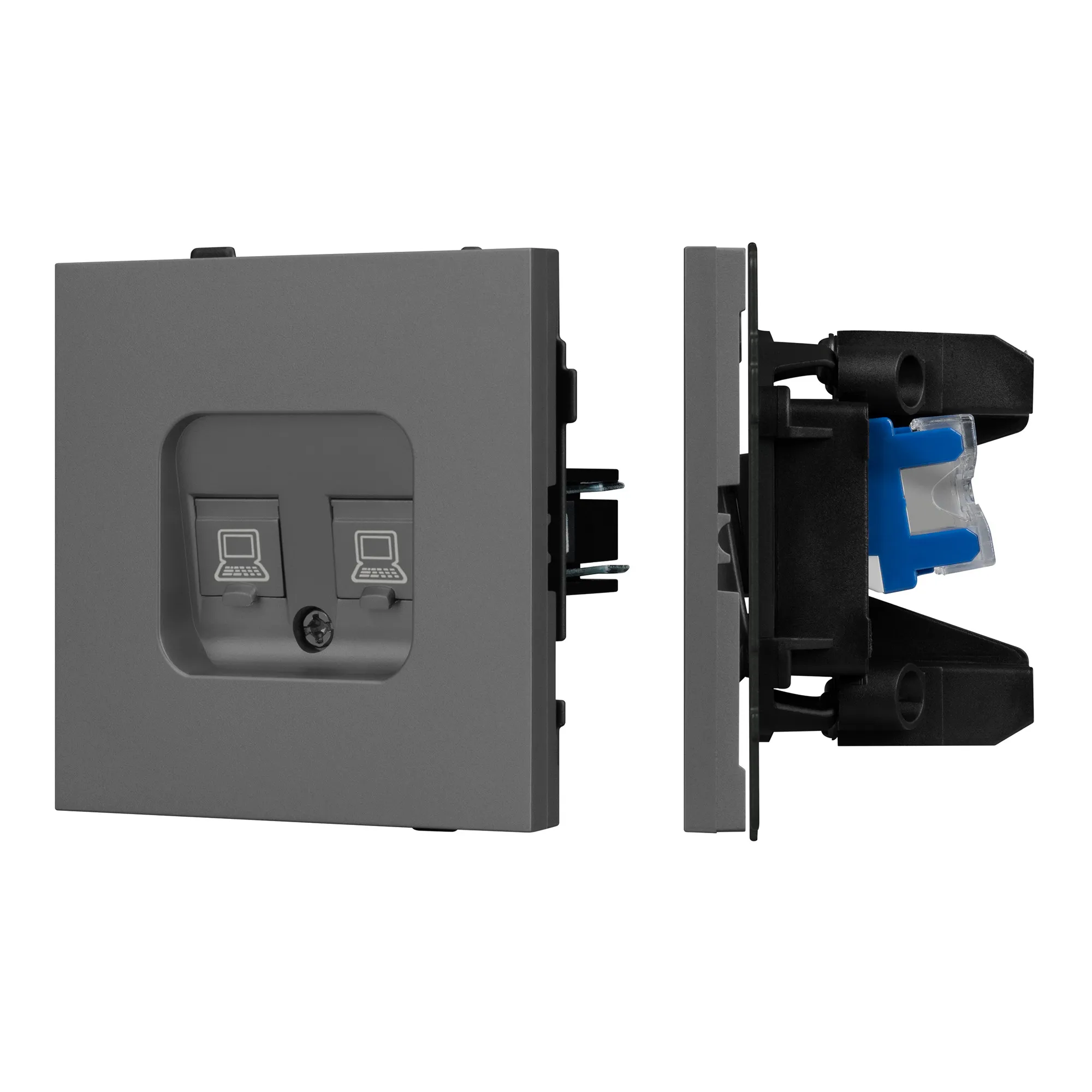 Механизм компьютерной розетки двойной SCT-TENDO-MPC2-SFPL-GR (RJ-45, CAT6) (Arlight, -) - изображение товара