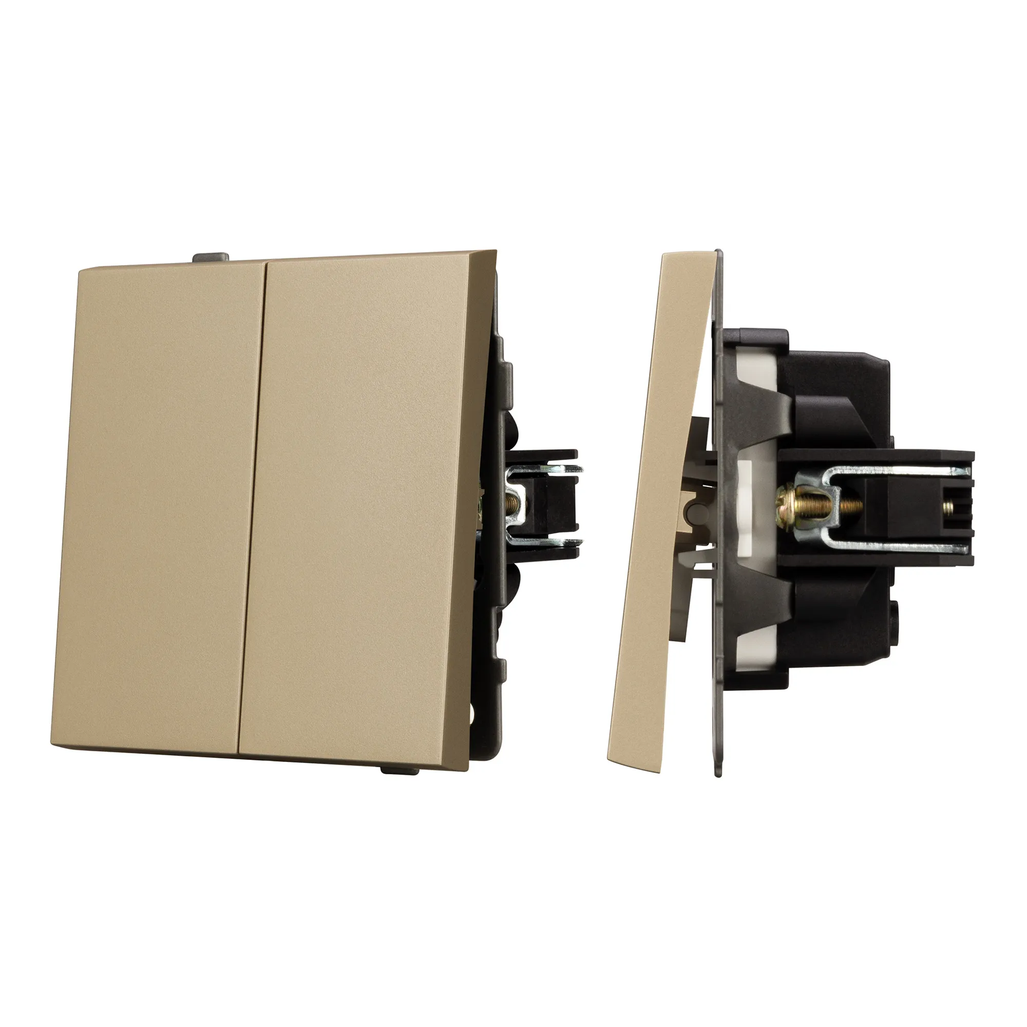 Механизм выключателя двухклавишный непроходной SWT-TENDO-MK02-SFPL-GD (230V, 10A) (Arlight, -) - изображение товара