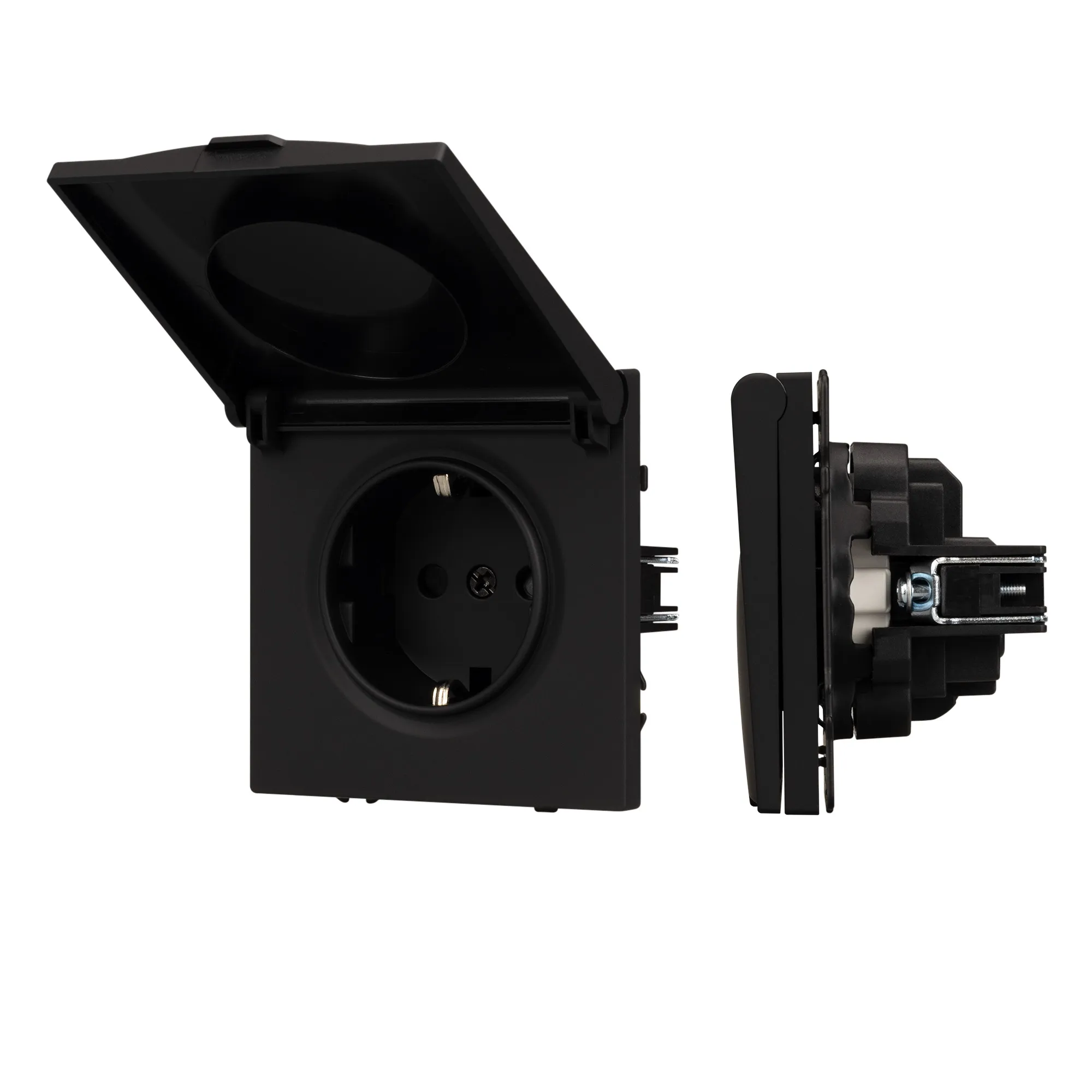 Механизм розетки влагозащищённый SCT-NOBE-MCP-SFPL-BK (230V, 16A) (Arlight, -) - изображение товара