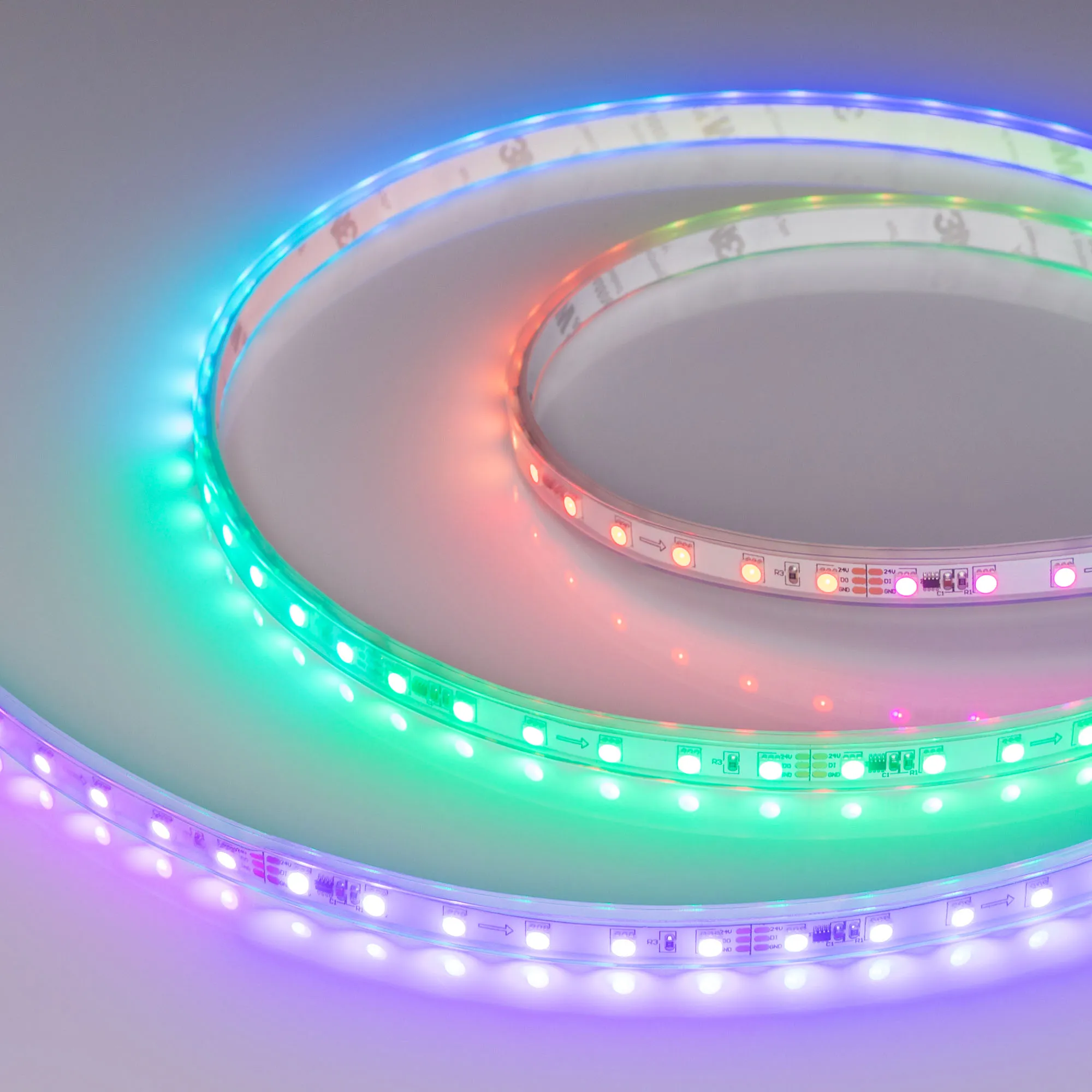 Лента светодиодная герметичная SPI-P-F72-11mm 24V RGB-PX6 (14.4 W/m, IP66, 3535, 5m) (Arlight, бегущий огонь) - изображение товара