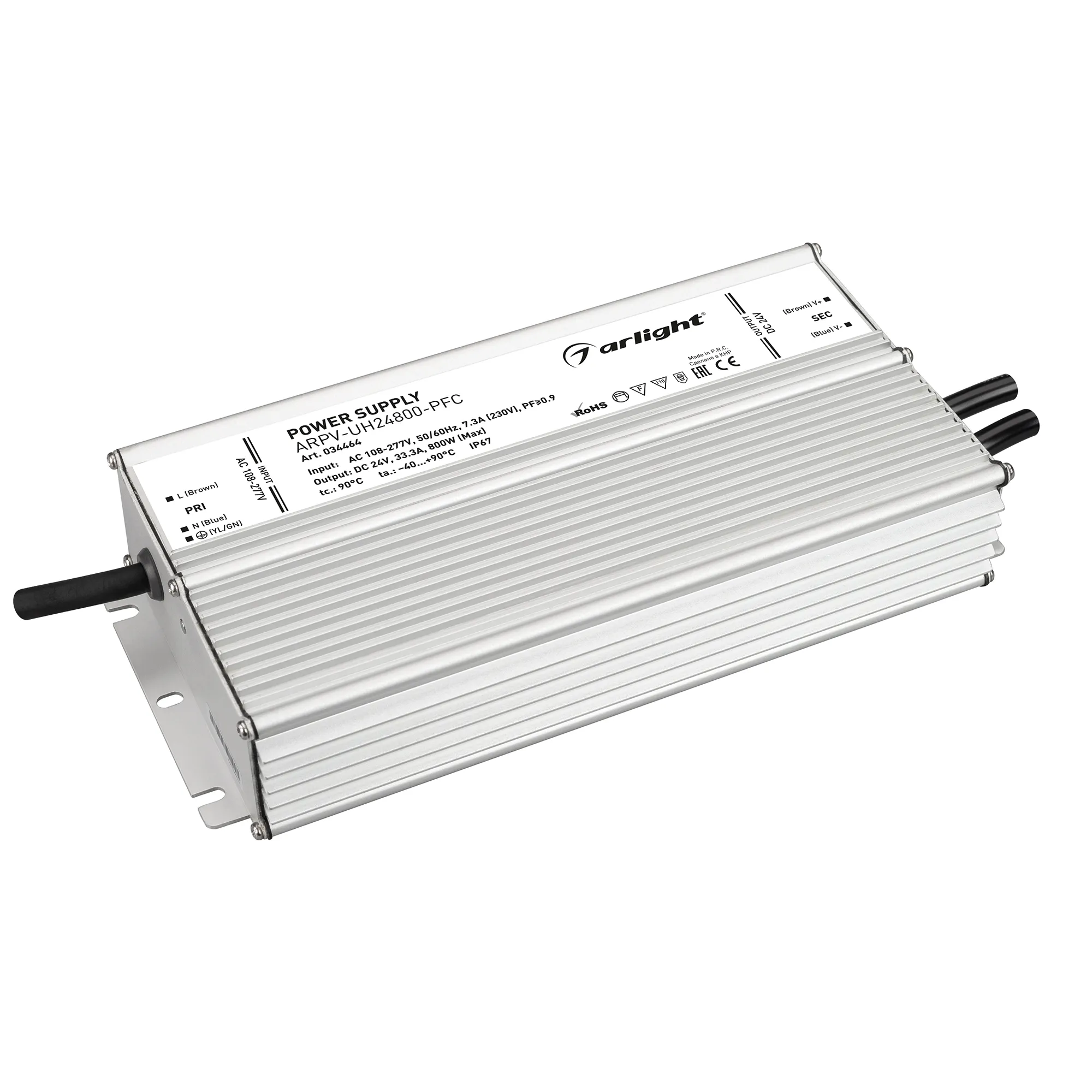Блок питания ARPV-UH24800-PFC (24V, 33.3A, 800W) (Arlight, IP67 Металл, 7 лет) - изображение товара
